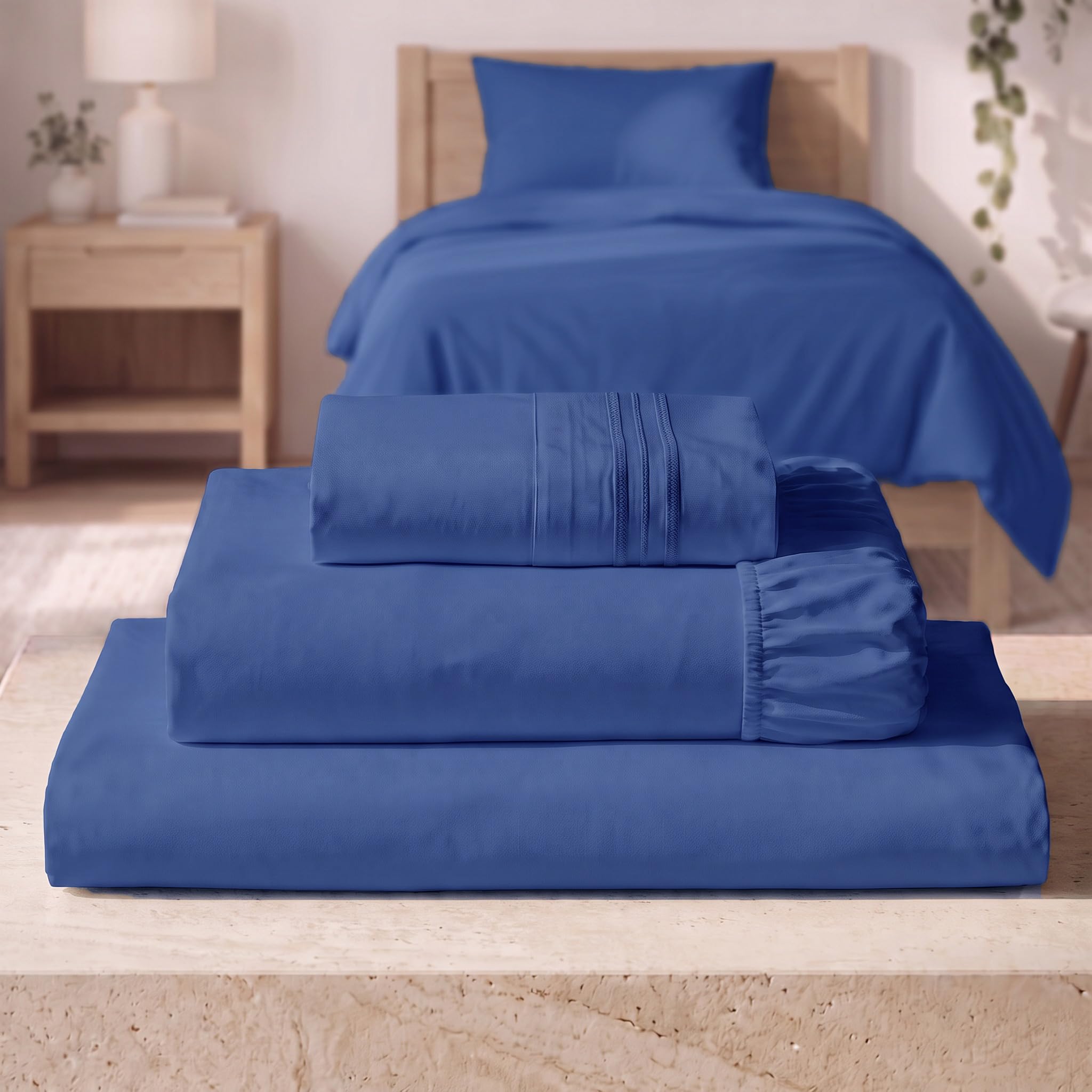Mellanni Iconic 3-Piece, Ultra Soft Sheet Set (Twin, Royal Blue)