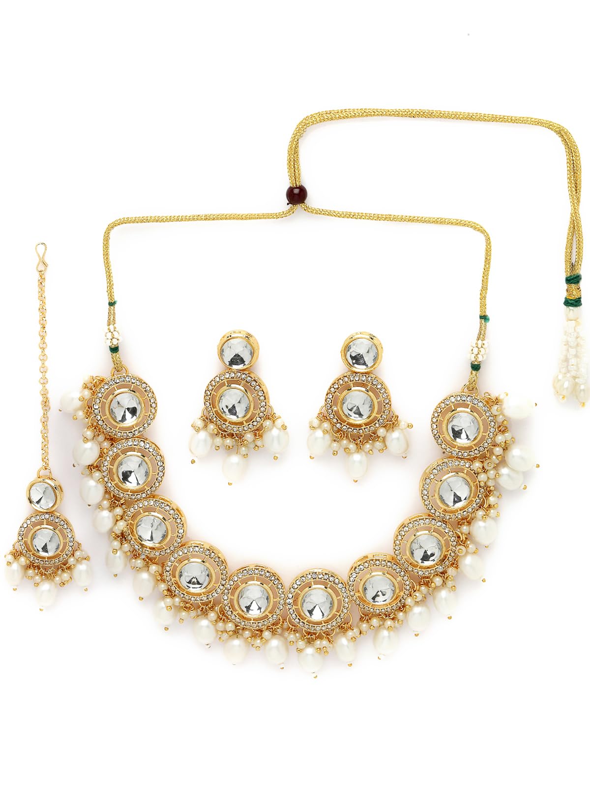 Sukkhi Favourite Gold-Plated With AD White Stones Collar Bone Necklace Set With Stylish Earrings | Jewellery Set For Women (NS105676) (B0CBBDT95M) Amazon Price History, Amazon Price Tracker