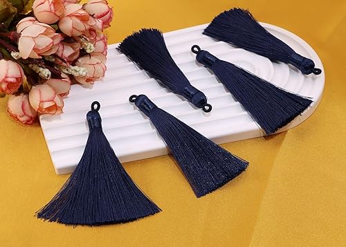 Miniatura 6 de 10 borlas suaves y sedosas hechas a mano con lazo para colgar marcapáginas, llaveros, aretes, pulseras, fabricación de joyas, recuerdo, graduación,