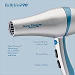 BaBylissPRO Nano Titanium Hairdryer, Ionic and Ceramic Blowdryer with 2 speeds, 3 heat settings and a built-in stand, 1700 Watts for Efficient Hair Drying