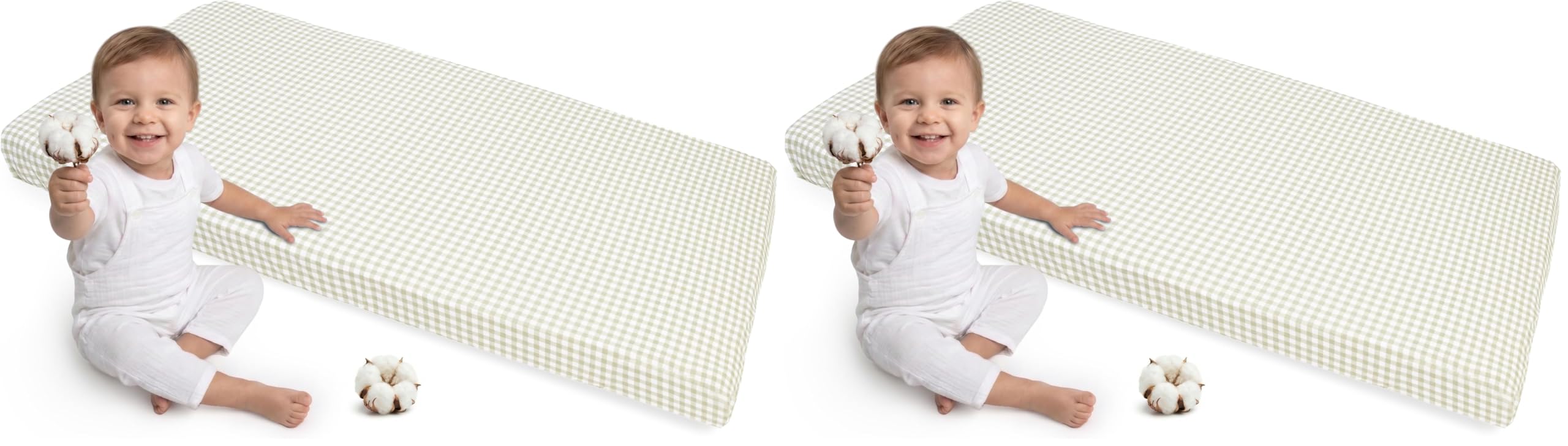 Drap housse 60x120 respirant 100% coton pour lit bébé motif grille