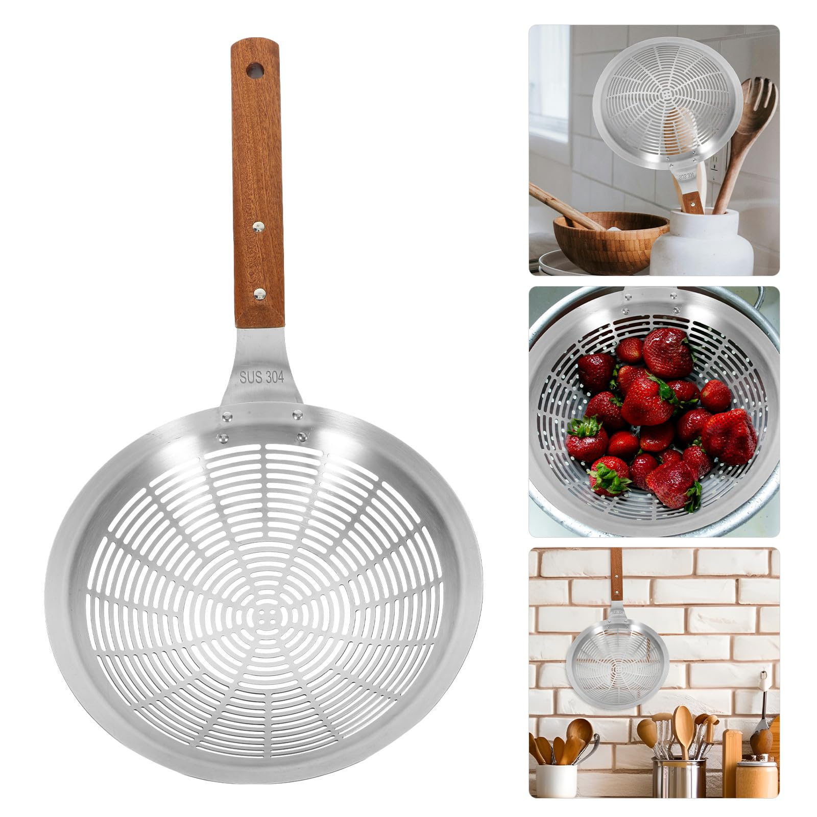 Edelstahl Sieblöffel Großes Küchenutensil mit Langem Griff für Pasta