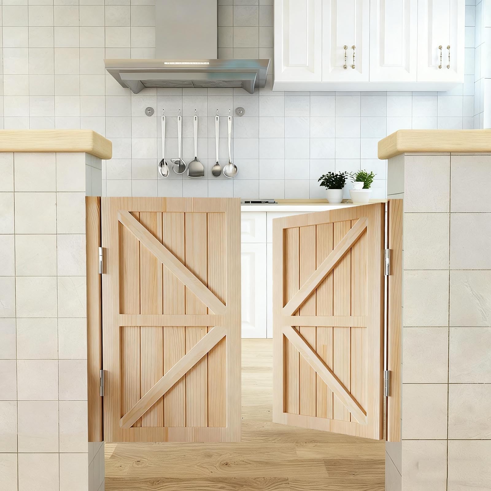 Caffè Bar Porta Saloon In Legno Porta A Battente 70cm-150cm Porte Oscillanti Da Bar Per Ingresso Cucina Soggiorno Ufficio(Naturale,W78 x H80cm)
