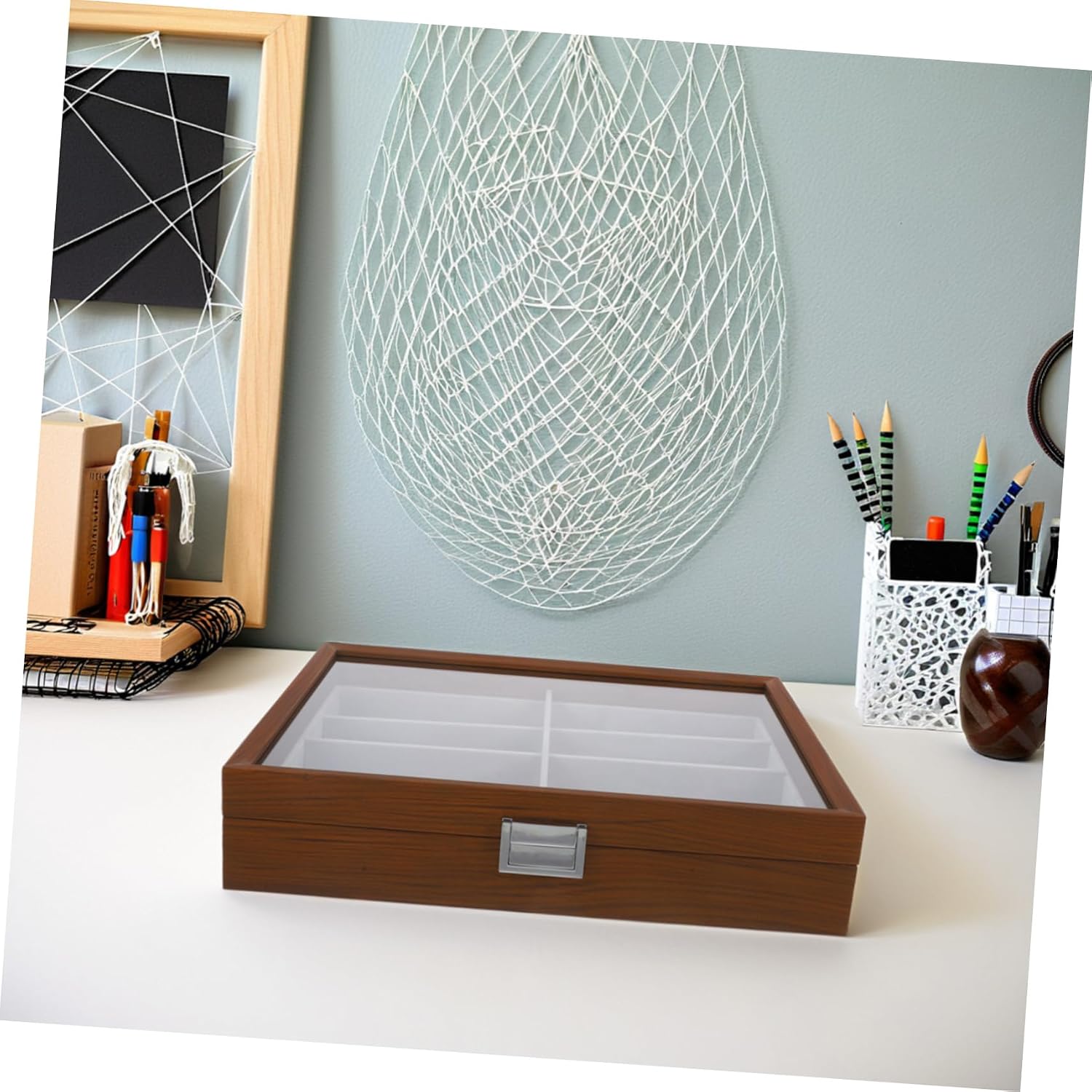 Luxury Wooden Glasses Storage Box Slot Sunglasses Organizer Display Case Soft Lining image 4