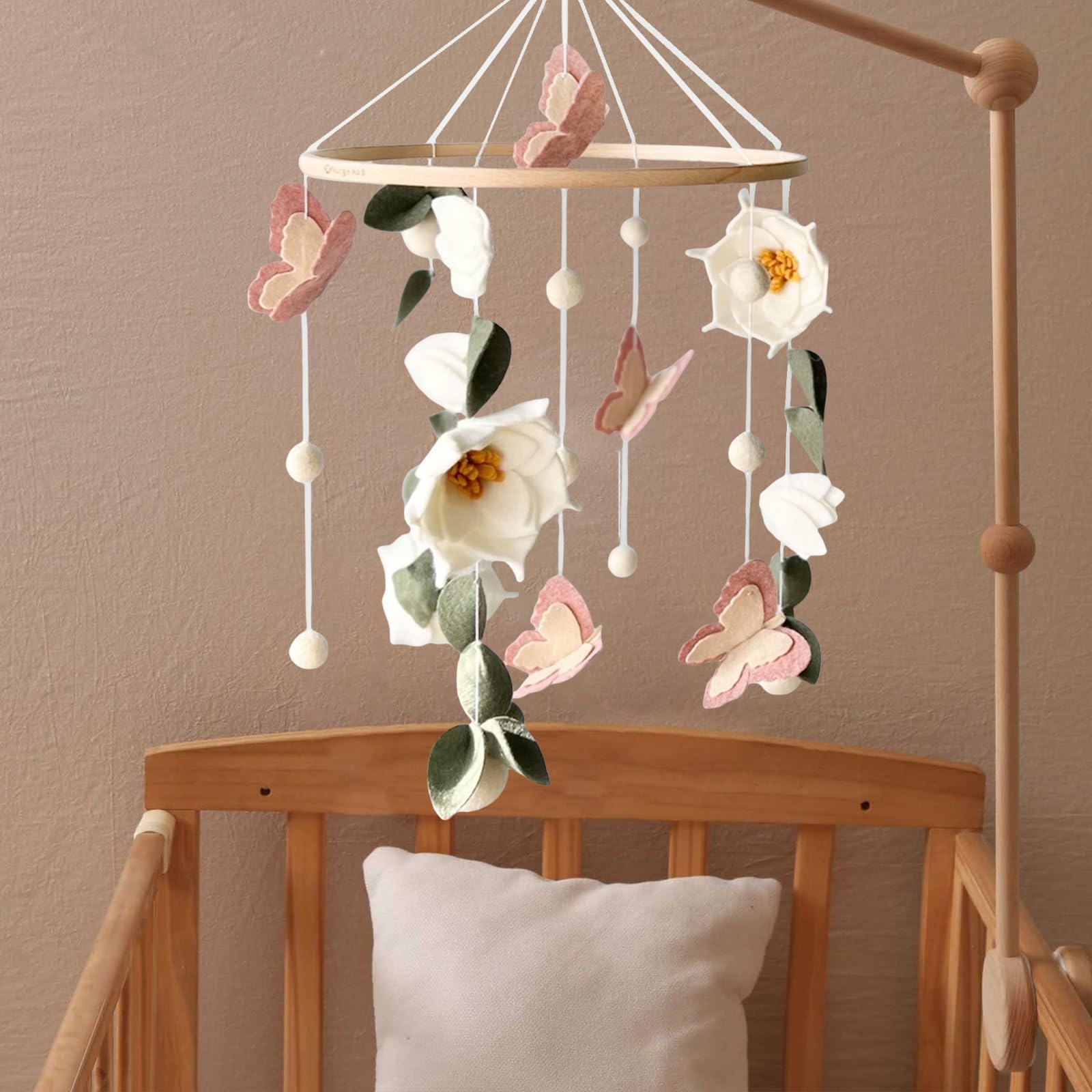 Baby Mobile - Blumen Schmetterlingen Baby Windspiele für Babybett, Mobile Baby Wickeltisch Mobile Babybett, Kinderzimmer Babyzimmer Deko, Geschenk für Baby Jungen und Mädchen