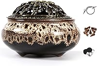 Vista 8 de Quemador de incienso con soporte para varillas de incienso Calabash, cenicero de carbón de porcelana para uso con cono de polvo granular de resina