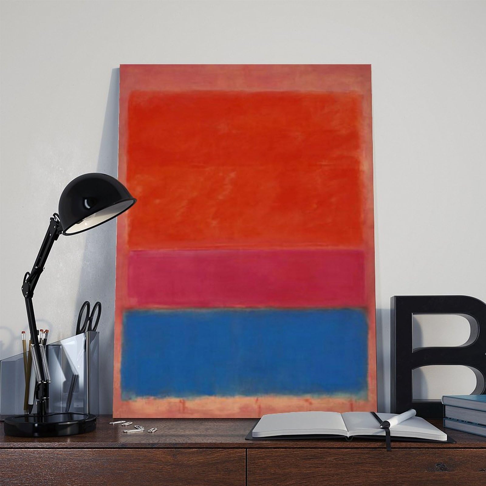 F I N U C B 33+ Mark Rothko słynne kolorowe pole plakat wydruki nr 1 (królewski czerwony i niebieski) autorstwa Marka Rothko obraz olejny płótno ściana art deco nadruk ramka 61 x 91 cm (60 x
