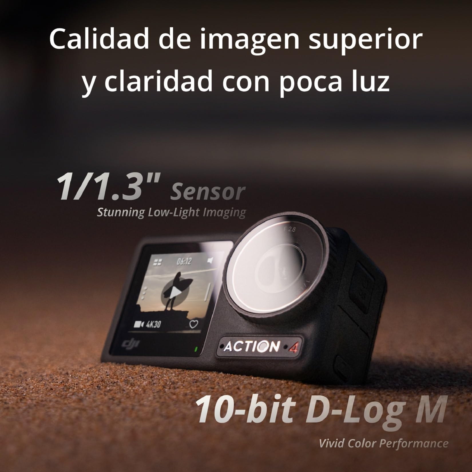 DJI Pack Estándar Osmo Action 4 + Mic Mini Transmisor (Infinity Black) + Minibrazo Extensible Osmo Action, Cámara de acción sumergible 4K/120 fps, color D-Log M de 10 bits, batería duradera de 1770 mA