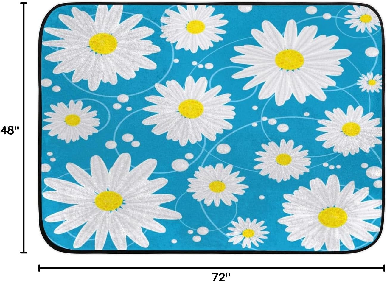 4 x 6 feet Floral Flower Daisy Super Soft Area Rug for Kids Baby Nursery, Carpets for Entryway Living Room Kids Room, Large Carpets for Bedroom