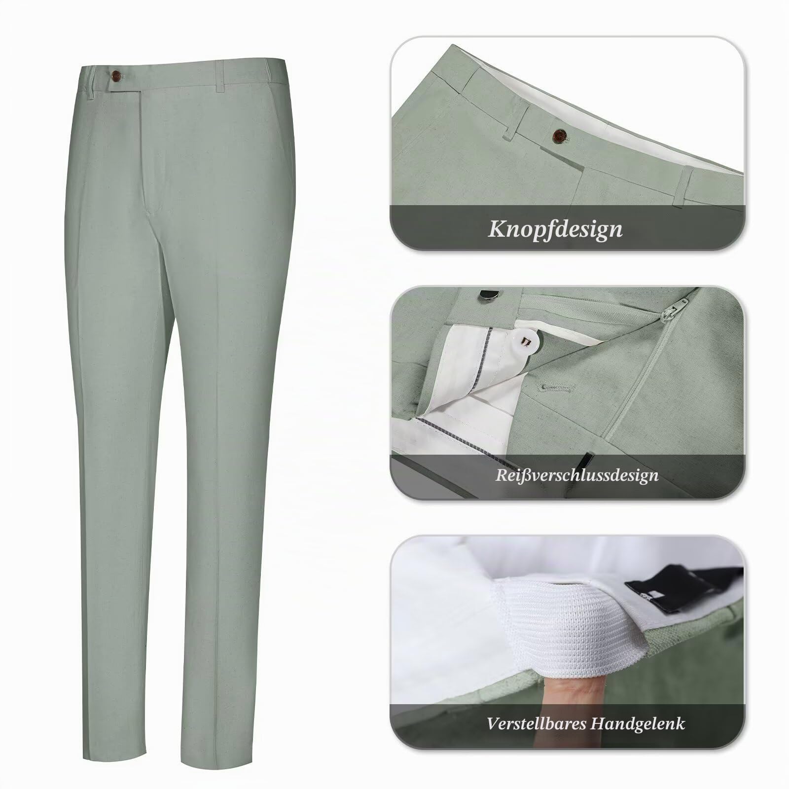 Leinenanzug für Herren, Slim-Fit, Sommer, Strand, Hochzeit, Kleid, Abschlussball, Party, Anzug, Blazer, Jacke und Hose, Beige, 2-teilig