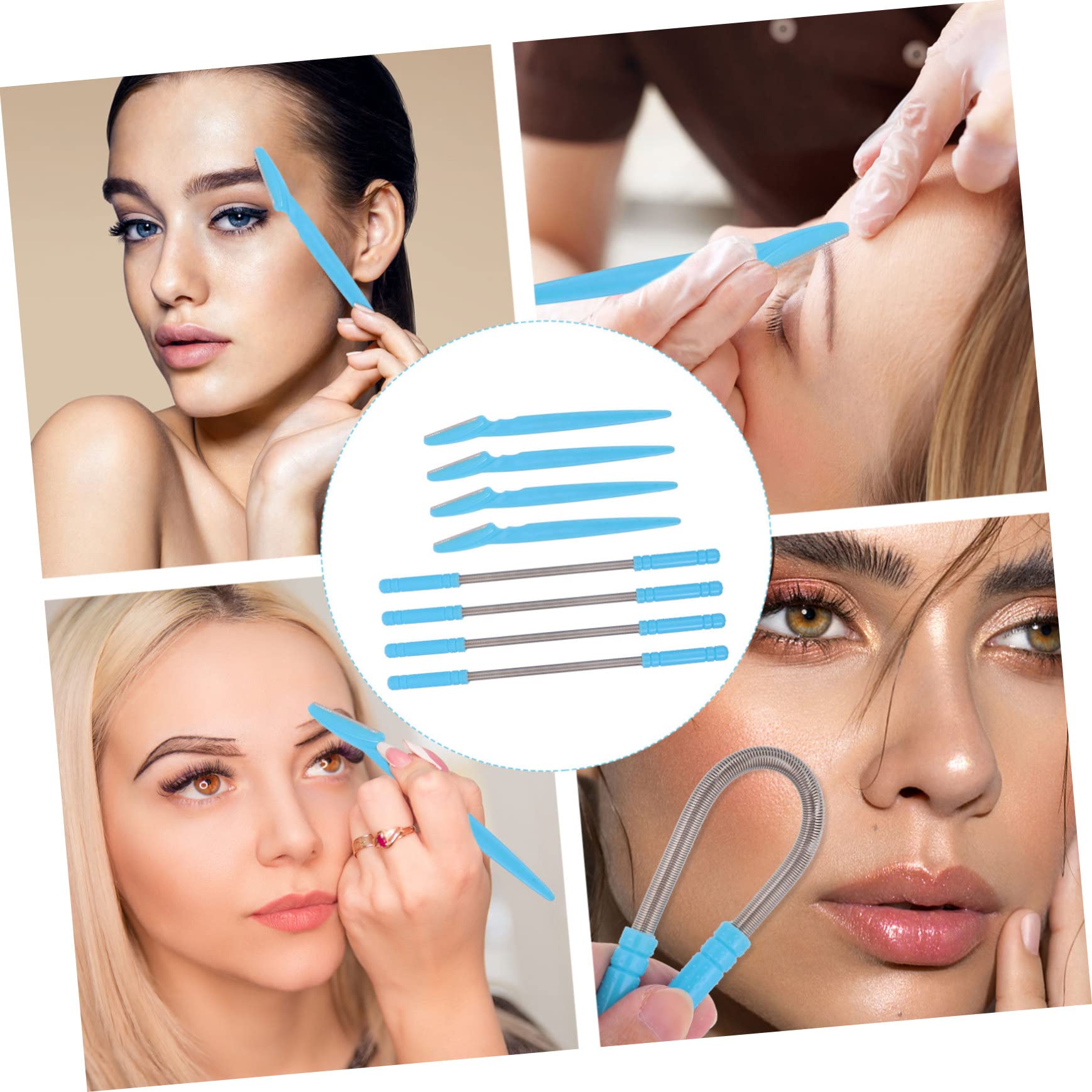 Didiseaon 2 Juegos Removedor De Vello Facial Maquinilla De Afeitar De Cejas Afeitadora De Cara Y Cejas Depilación De Cejas Tijeras De Aseo Herramientas De Pestañas Blue Abdominales 4 Uds * 2