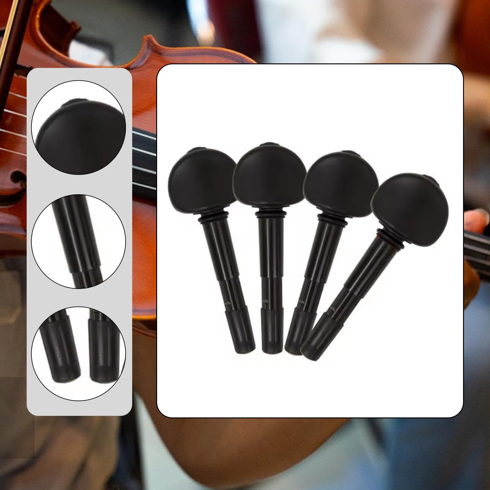 4 Stück Cello Wirbel Set Professionelle Stimmwirbel Einfacher Einbau PP Metall Mechanik für Musiker Orchester Musikunterricht, 12 Mm
