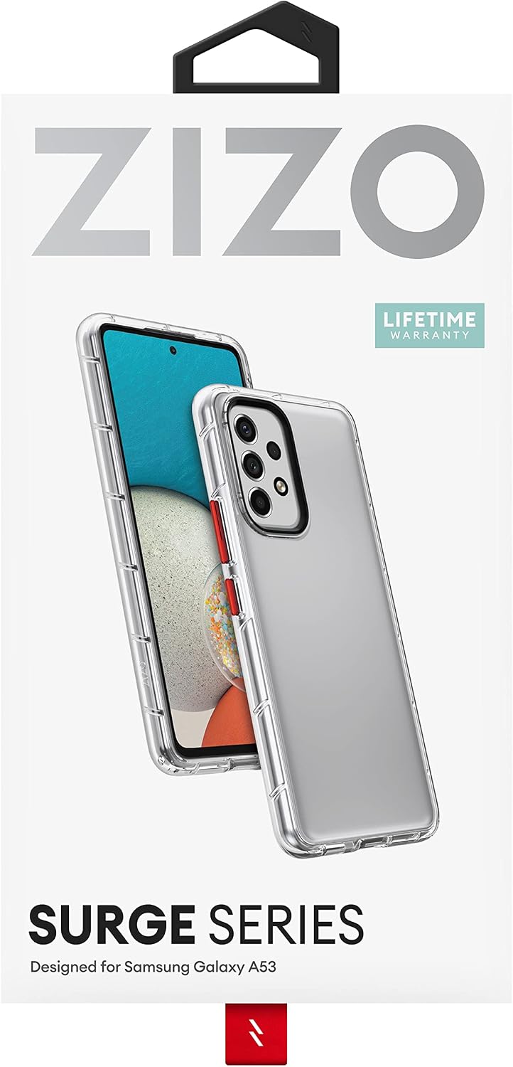ZIZO Wireless Galaxy A53 5G Cellular Phone Case, SURGE Series, Protective Case, Clear, TPU, Shock-Absorbent, Heavy Duty Protection