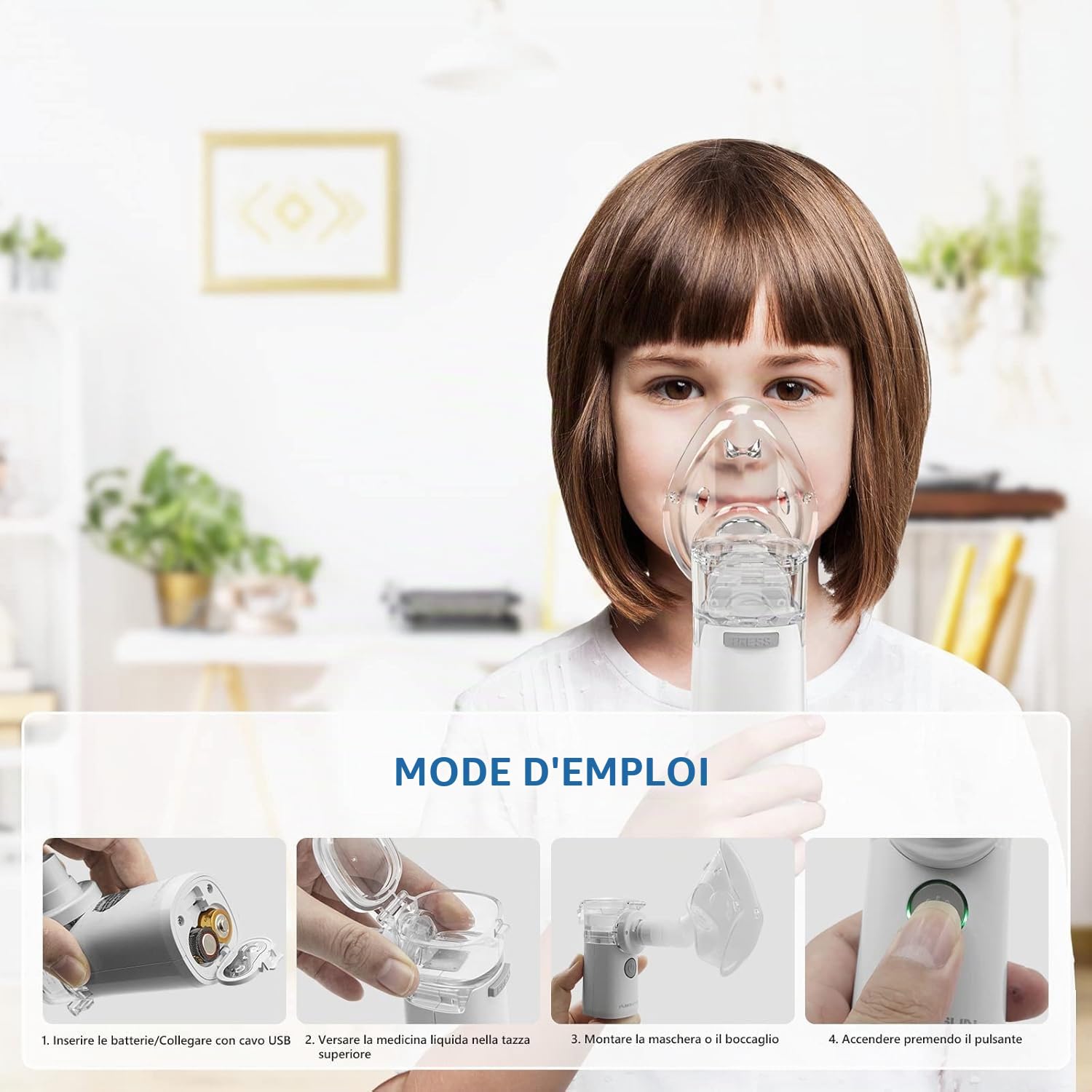 Hangsun CN750 Inhalateur de brume portable en maille, 2 en 1 pour enfants et adultes avec accessoires complets et sac de rangement, adapté pour les problèmes de respiration