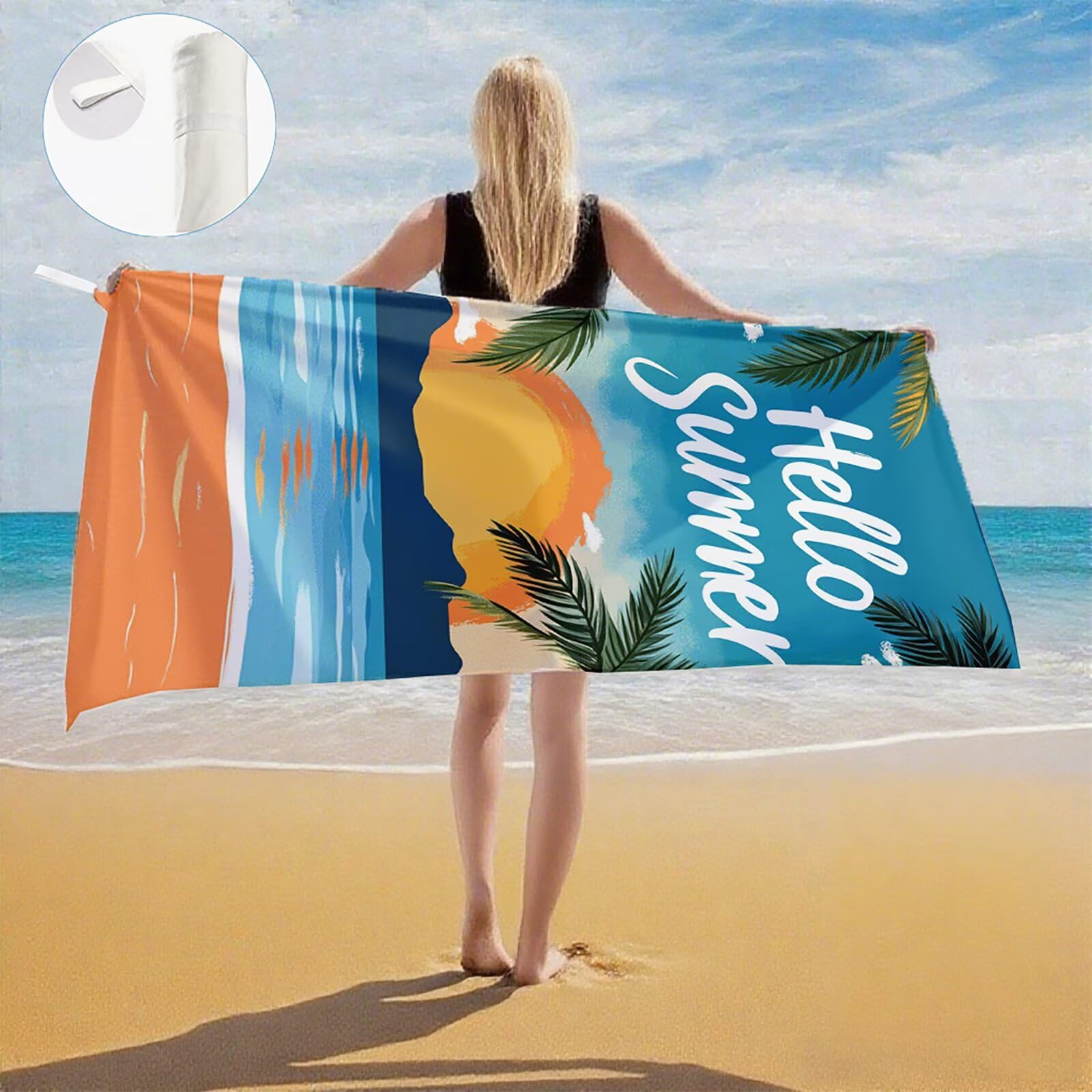 Telo Mare Microfibra, Telo Mare Grande 200x100 cm Set da 2, Antisabbia Asciugatura Rapida Assorbente Salvietta da Spiaggia Asciugamano per Palestra Piscina Viaggi Picnic, Regali Donna Estate Q-772