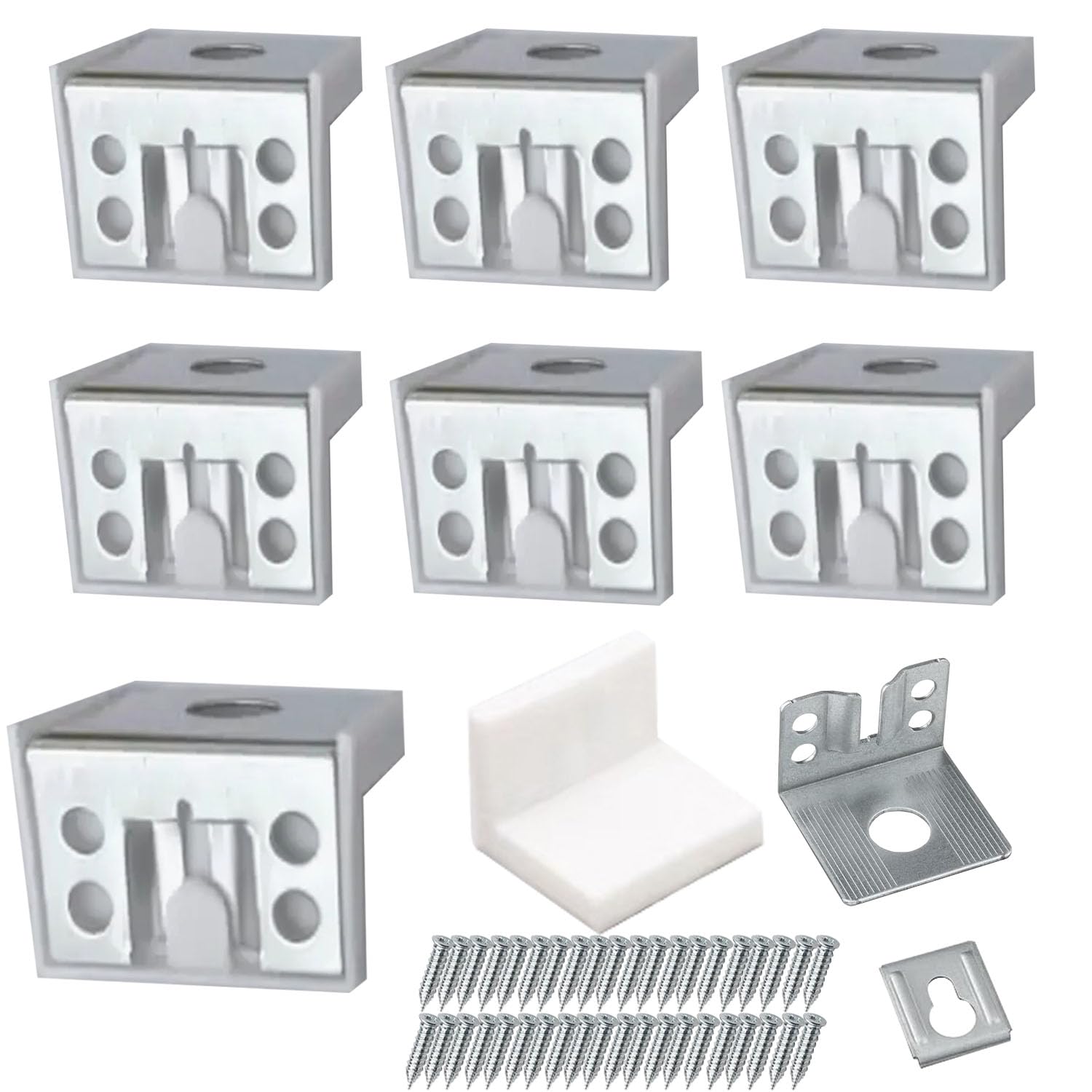 Staffe di Fissaggio per Superiore da Cucina 8 PCS Raccordo per Sospensione a Parete 5 x 4.6 x 3.5 cm Supporto per Armadi e Pensili Tappo di Copertura Attaccaglie per Pensili Adatto Armadi e Mobili