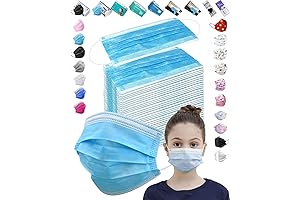 50-Pack Kids' Medical-Grade Disposable Face Masks (ASTM Level 2), Designed for Ages 4-12
