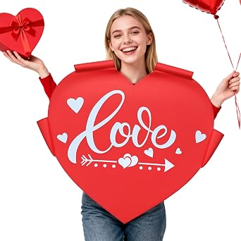 Valentine Heart Costumes, Adult Red Love Themed Costume with Heart Design, Cosplay Tunic for Valentines Day,Anniversary, Birthday, Halloween Celebrations