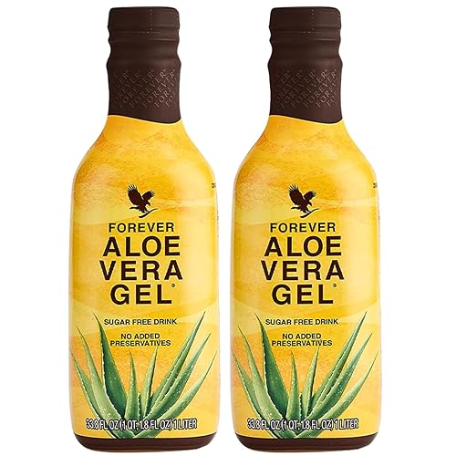 Jugo de aloe vera (paquete de 2) Ayuda digestiva de sabor simple hecho de gel de aloe vera puro 99.7%, sin conservantes añadidos para el sabor