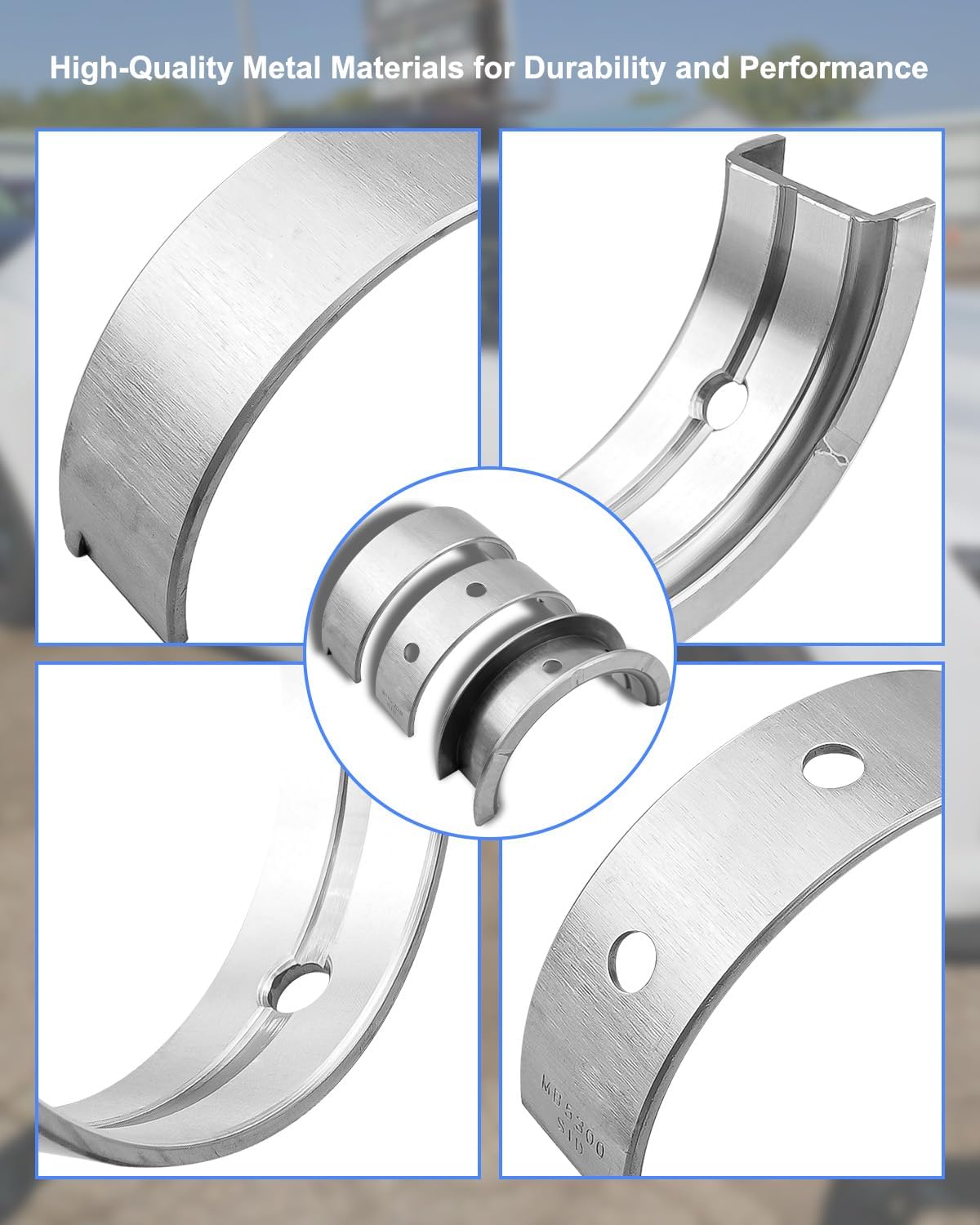 10 Pcs Main Bearings Set Fit for Chevy GM LS 4.8L 5.3L 5.7L 6.0L 6.2L Replace MS2199P, Engine Crankshaft Main Bearing Set Standard