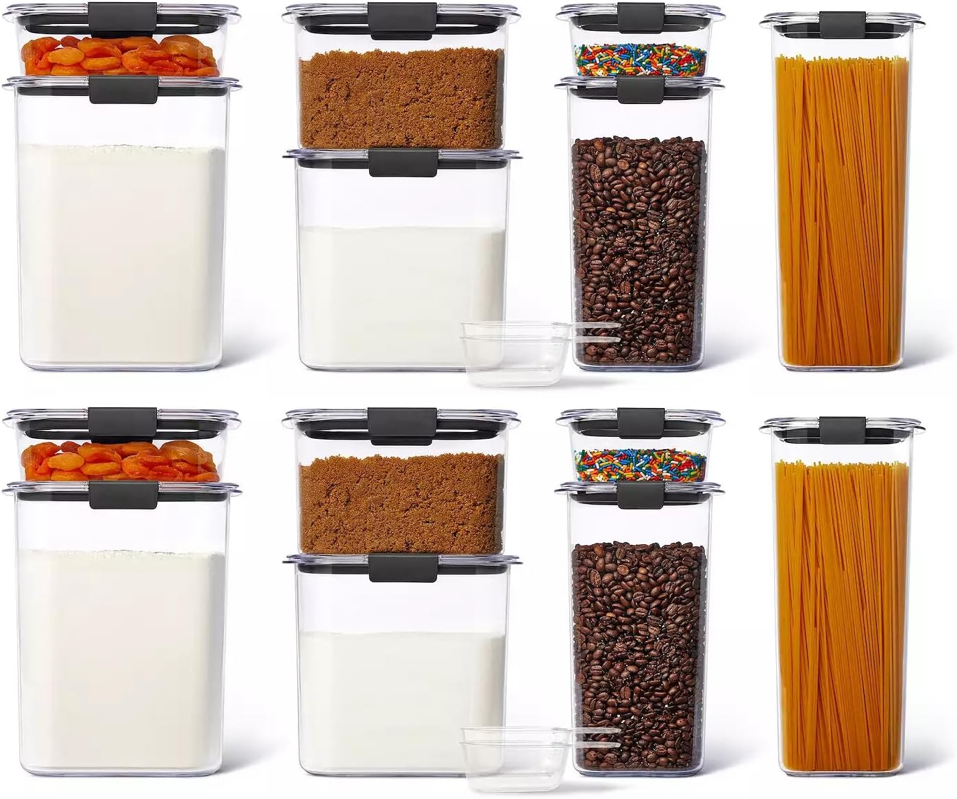 Rubbermaid Brilliance Pantry, Clear and Airtight Food and Pantry Storage Containers two sets of 7 pieces (14 piece set total)