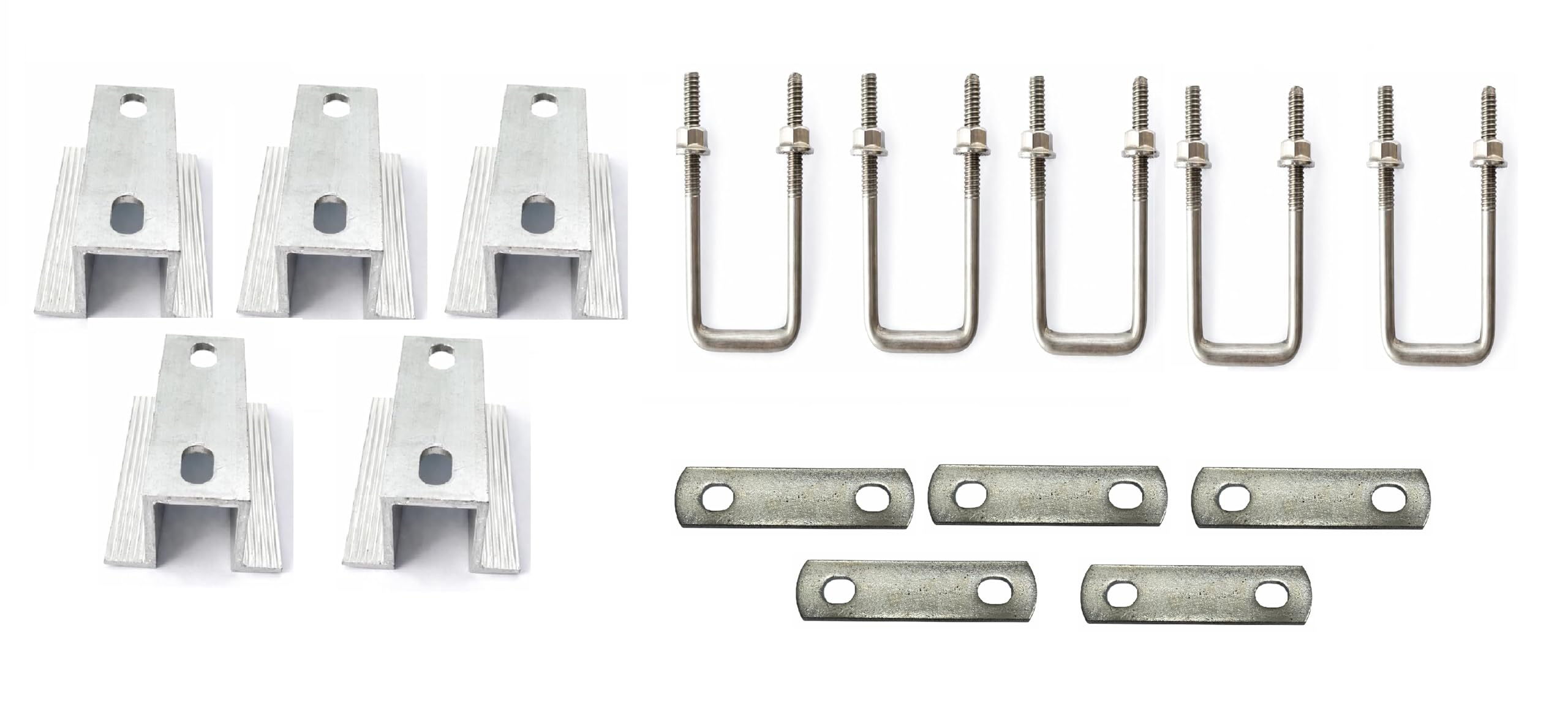 MOREL 25 × 75 MM Double Hole Solar MID CLAMP U Bolt with NUT Washer & U Patti for Solar Panel MOUNTING|Aluminium Centre CLAMP for Rail Structure|Used to FIX Middle Panels |5 PCS Each|-image-30