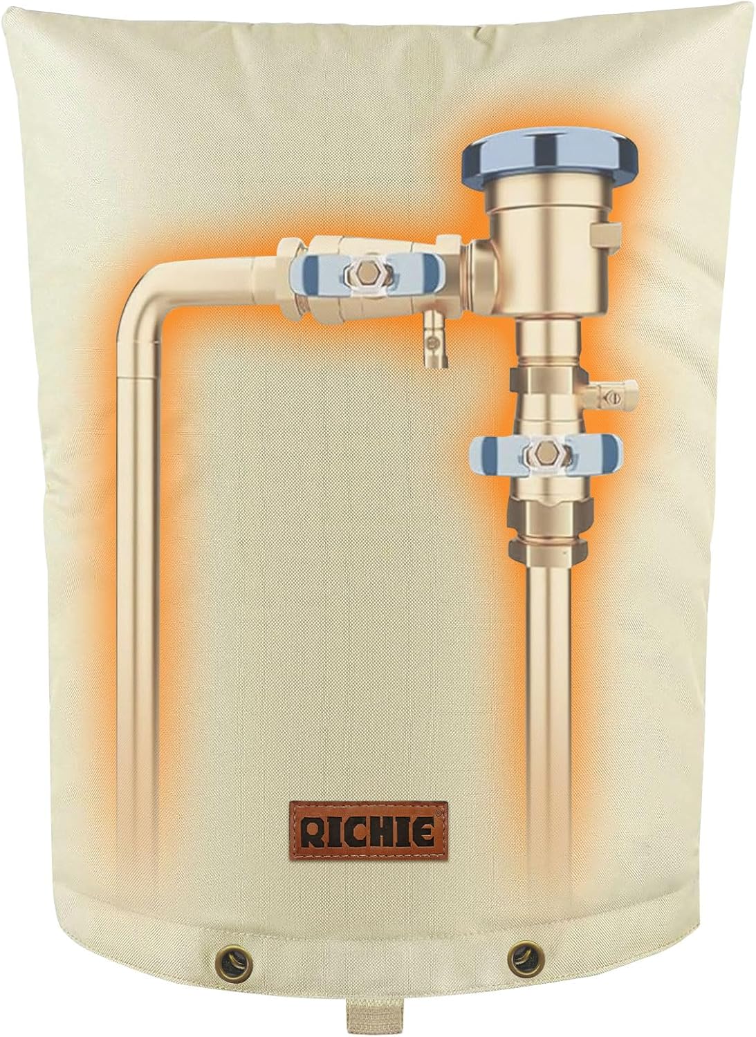 RICHIE 16"x20" Backflow Preventer Cover - 5-Layer Heavy-Duty Insulation for Winter Freeze Protection Down to 5°F, Weatherproof Outdoor Cover for Sprinkler Valves, Well Pumps, Pipes & PVB (Beige)