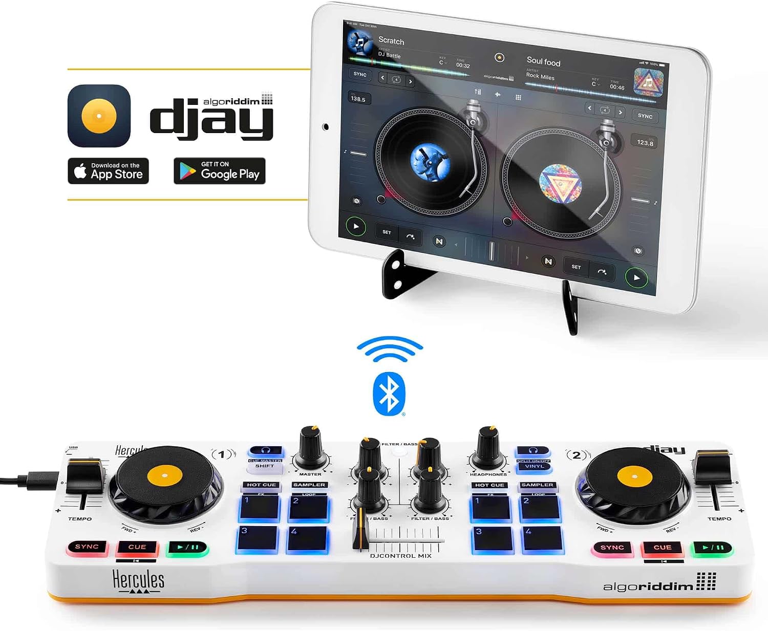 Hercules DJControl Mix - Compact DJ Controller with Built-In Soundcard, Performance Pads, and DJUCED Software for iOS & Android - Image 5