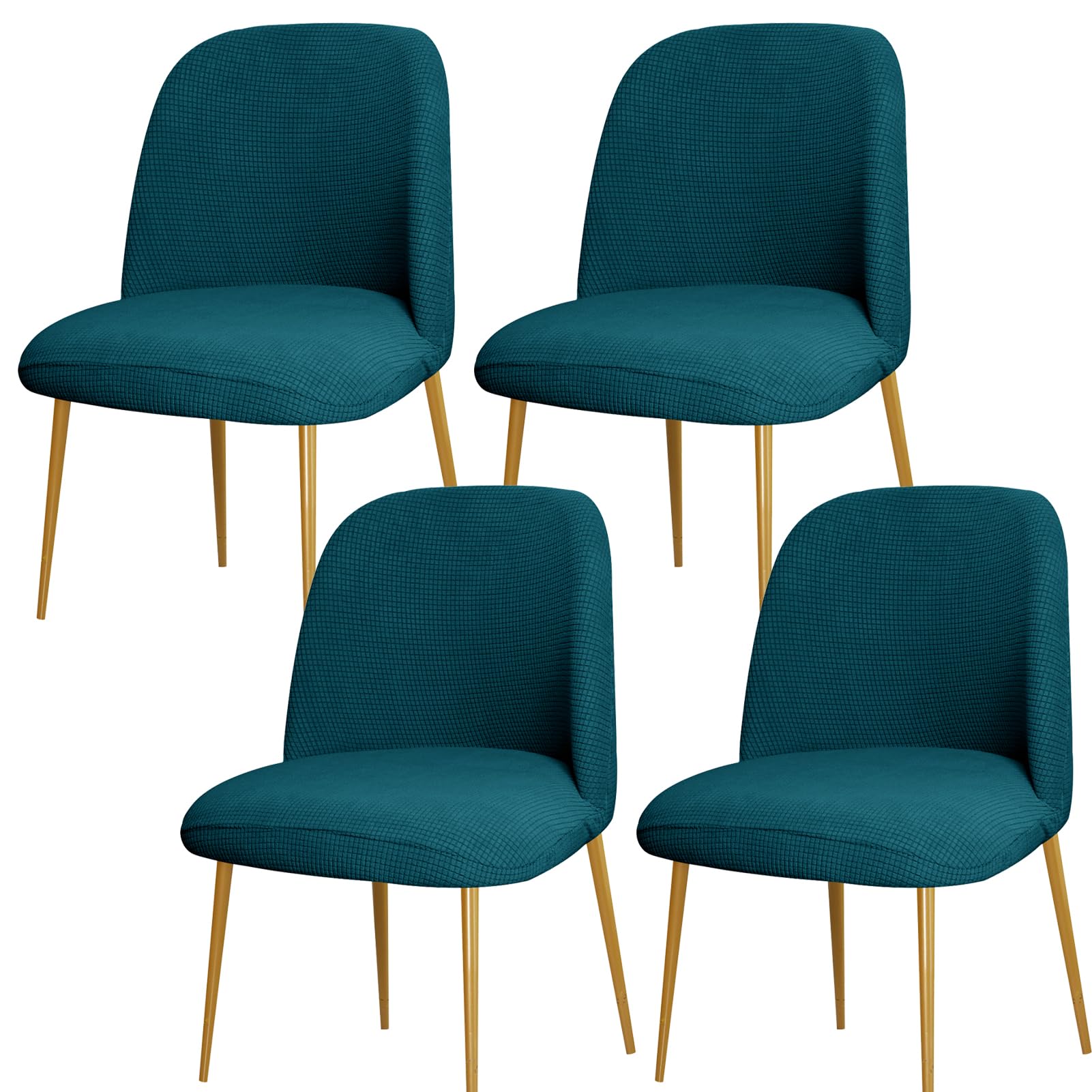 NMVAWIPT Curved Back Dining Chair Covers, Semi Circle Protectors, Polyester Jacquard Fabric, Machine Washable(Blue,4Pcs)