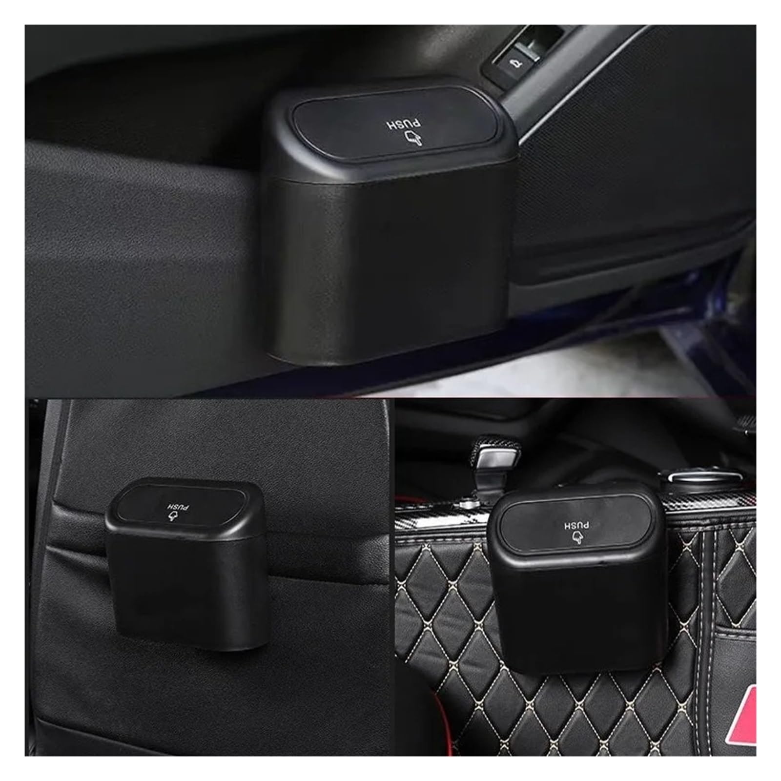 Auto Mülleimer Auto-Mülleimer Mit Deckelknopf Hängender Aufbewahrungsbehälter Für Den Nass- Und Trockengebrauch Für Mini-Organizer-Box Mini Autos Mülleimers(A Purple 1 piece)