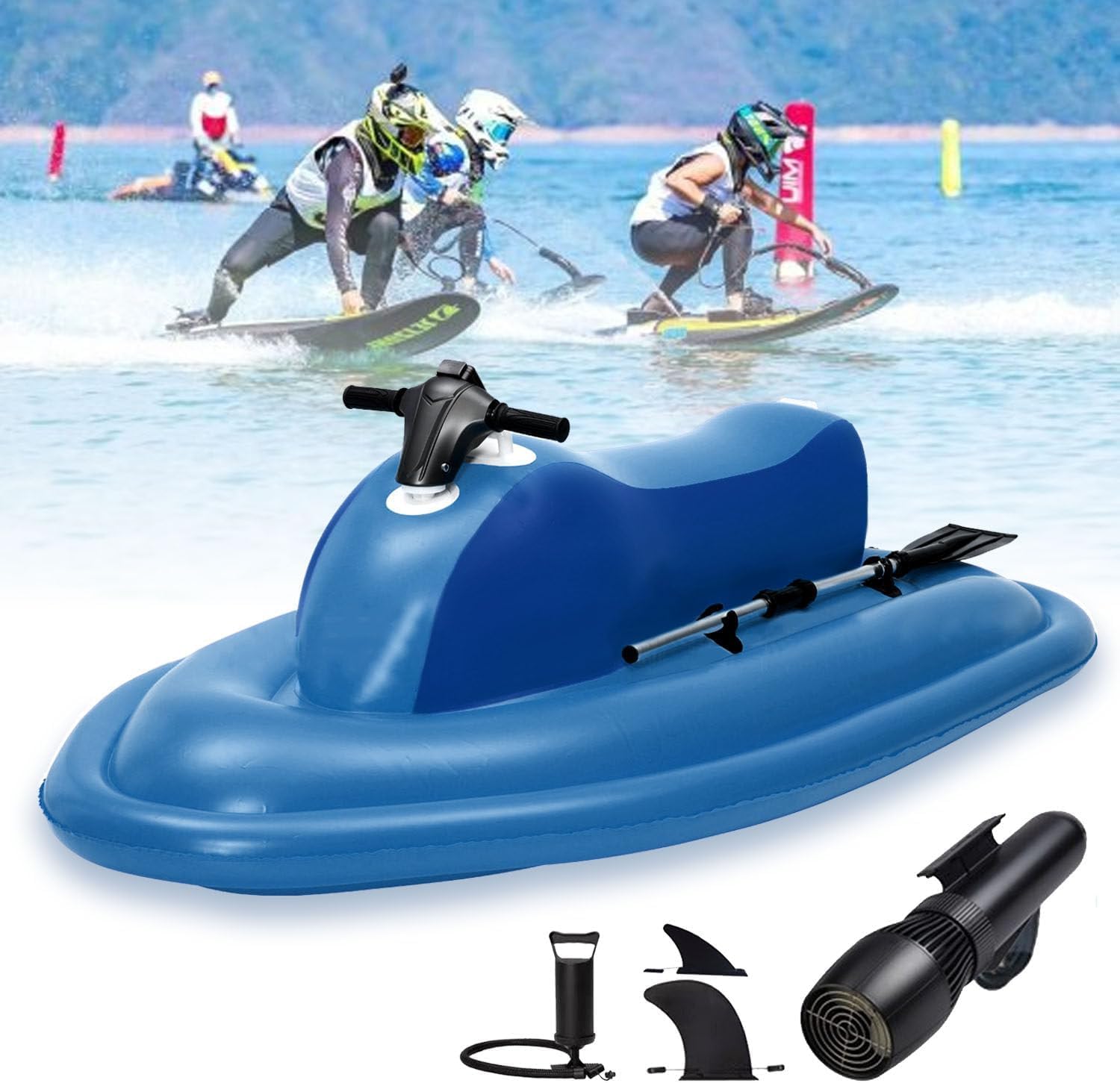 Faltbarer, aufblasbarer Elektro-Jet-Ski – Aufblasbares Elektro-Motorboot für den Sommer mit 500 W / 700 W Kajak-Elektromotor, 16.000 mAh Akkukapazität, SUP-Motor und Unterwasserscooter 500W16Ah