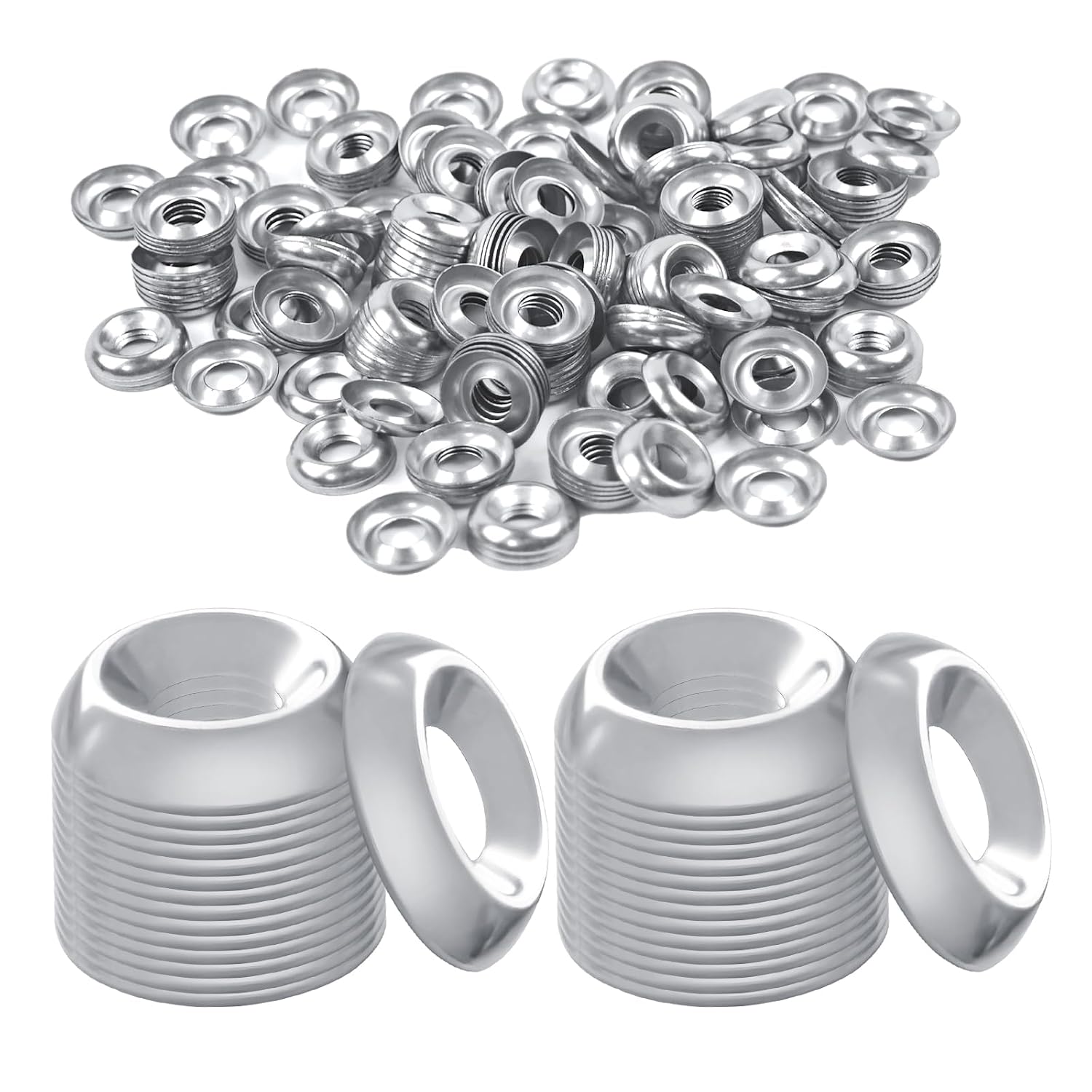 200Pcs Stainless Steel Washers #8 Countersunk Washer, Metal Finish Cup Washer Black Washers for Screw