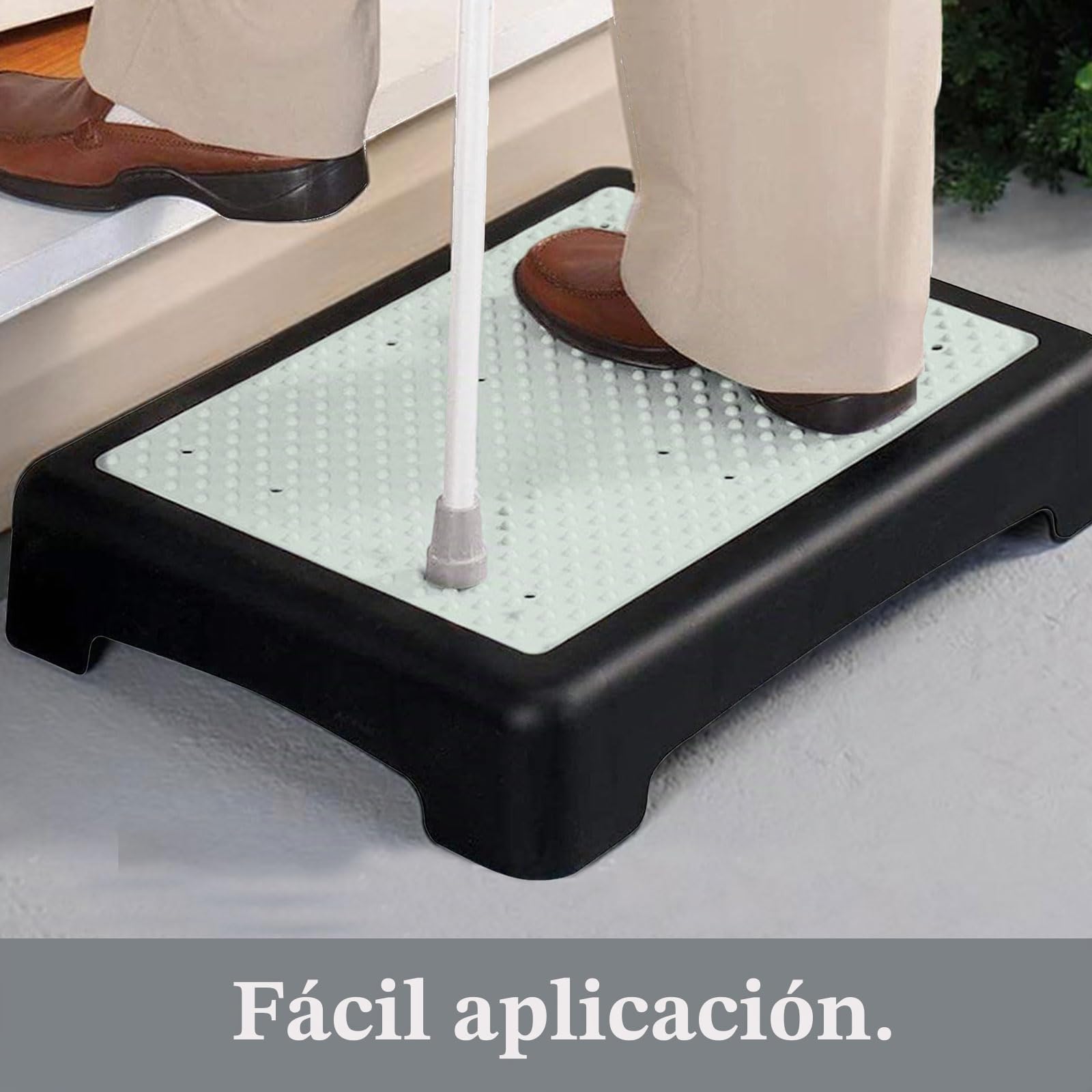 Taburete de Medio Paso Antideslizante, Taburete de Escalón para Exteriores, Soporta 200 kg, Escalera Antideslizante para Movilidad para Personas Mayores, para Jardín, Bañera, Negro Luminiscente