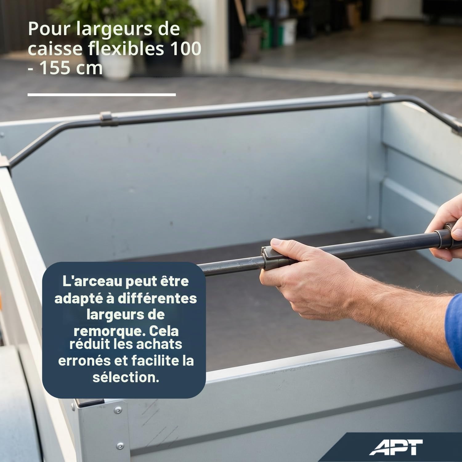 APT Lot de 3 supports de bâche plate pour remorque réglables 100-155 cm Support de toile métallique