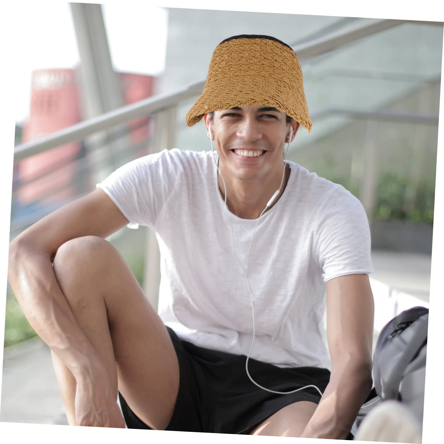 CALLARON Sombrero De Copa Vacío Bloquear Playa Plegable Hombres Sombrero para El Sol Sombrero De Pesca Arriba Borde Proteccion Sombrero para El Sol Reversible Tapa Khaki