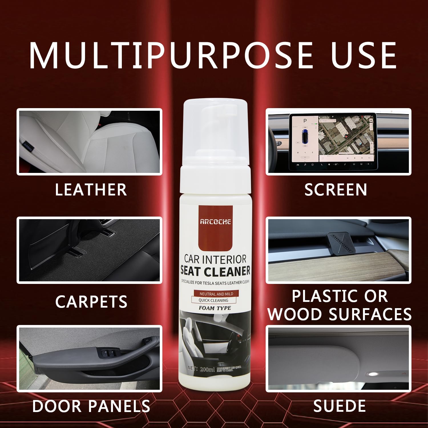Amazon.com: Arcoche Seat Cleaner for Tesla Interior & Leather Seat