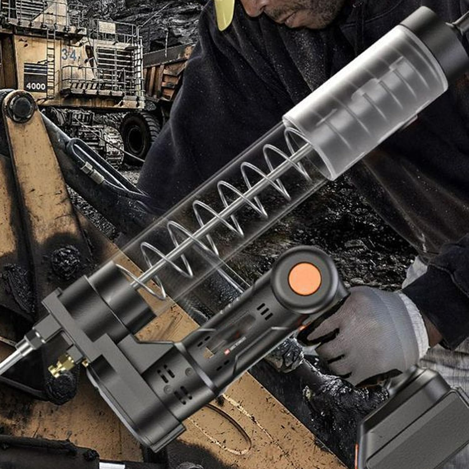Adaptador De Taladro De Pistola De Engrase Eléctrica, Bombeo Automático/Continuo De Modo Dual, Tubo Rígido De Extensión, Kit De 2 Baterías Con Estuche De Transporte, Tubo Transparente A Prueba