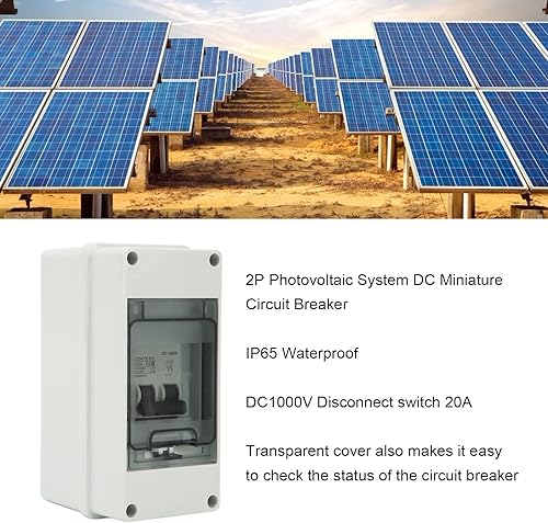 Miniatura 7 de Disyuntor miniatura 2P con caja impermeable IP65, DC1000V 20A desconecta Swtich interruptor de desconexión solar para panel solar