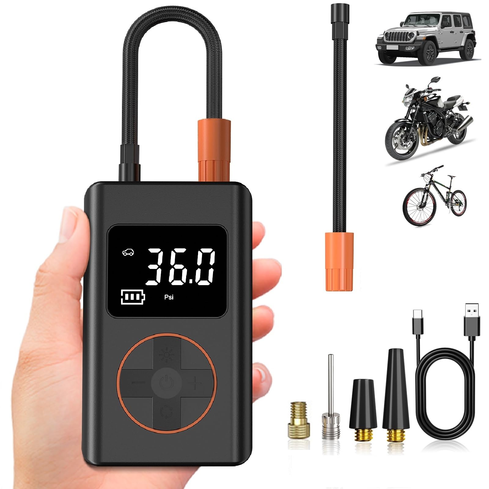 WYRIAZA Portable Air Compressor Portable 150PSI Inflator Wheels Car 10000mAh Inflator Wheels Mini Air Compressor Small Bike