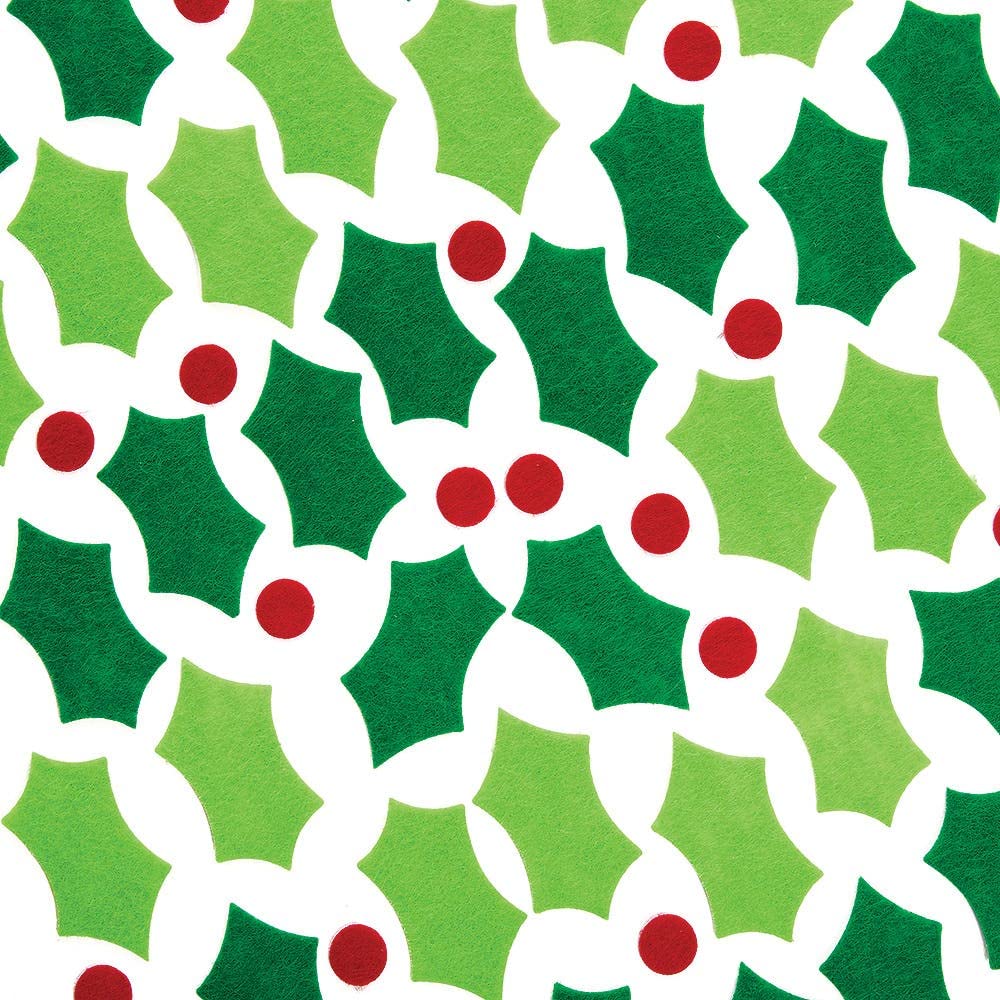 Baker Ross FX235 Pegatinas de Fieltro de Acebo y Bayas - Paquete de 150, Pegatinas para Niños