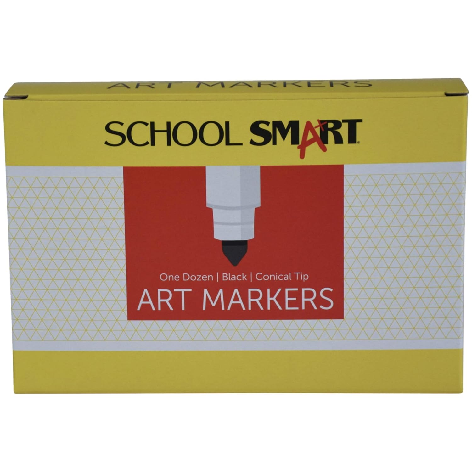 School Smart Art Markers, Conical Tip, Black, Pack of 12