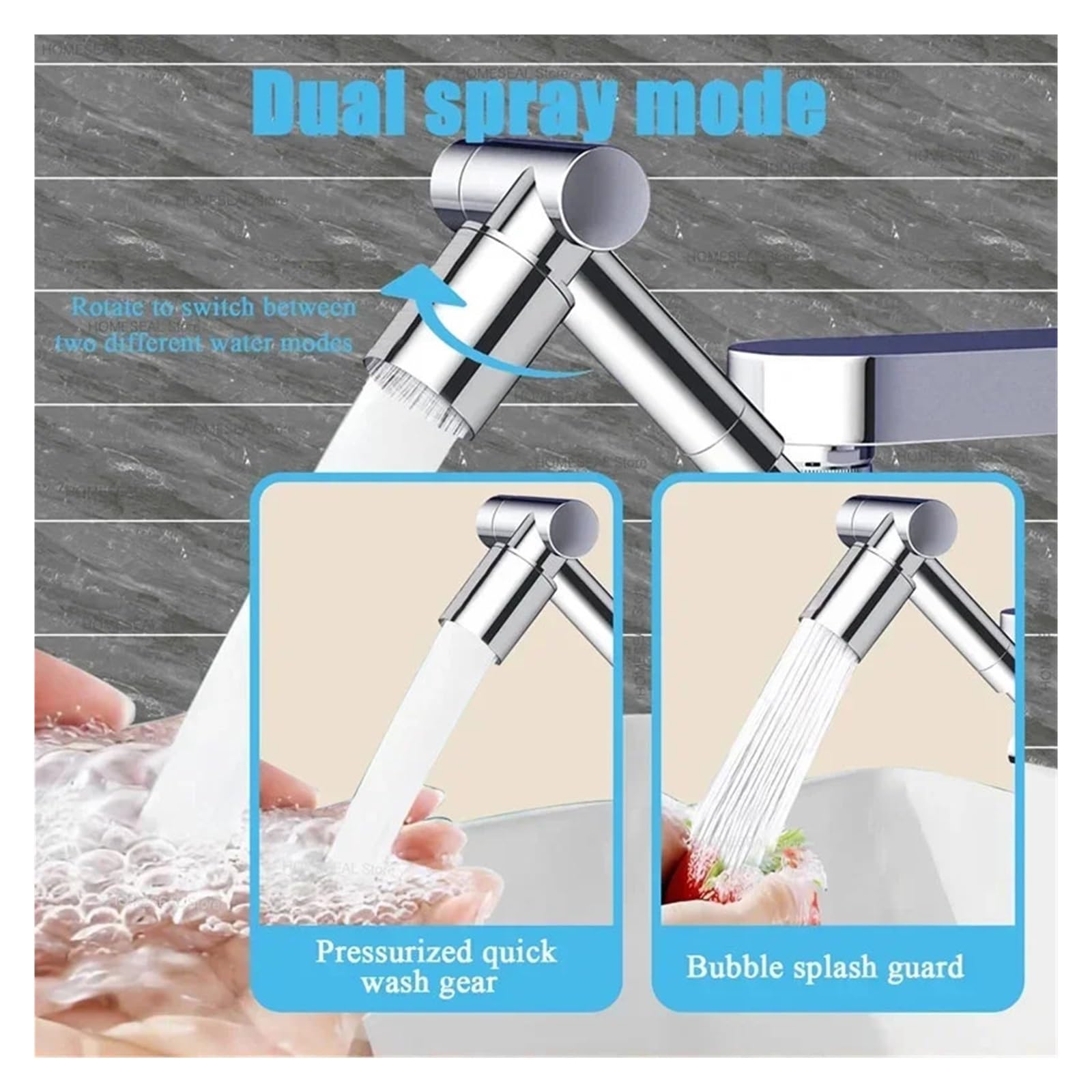 Grifo De Cobre Metálico Con Rotación 1440 °, Extensor Aireador, Brazo Robótico Giratorio, Boquilla Extensión, Pulverizador Agua For Ahorro Cocina Bien Hecho(Dual Modes Black)