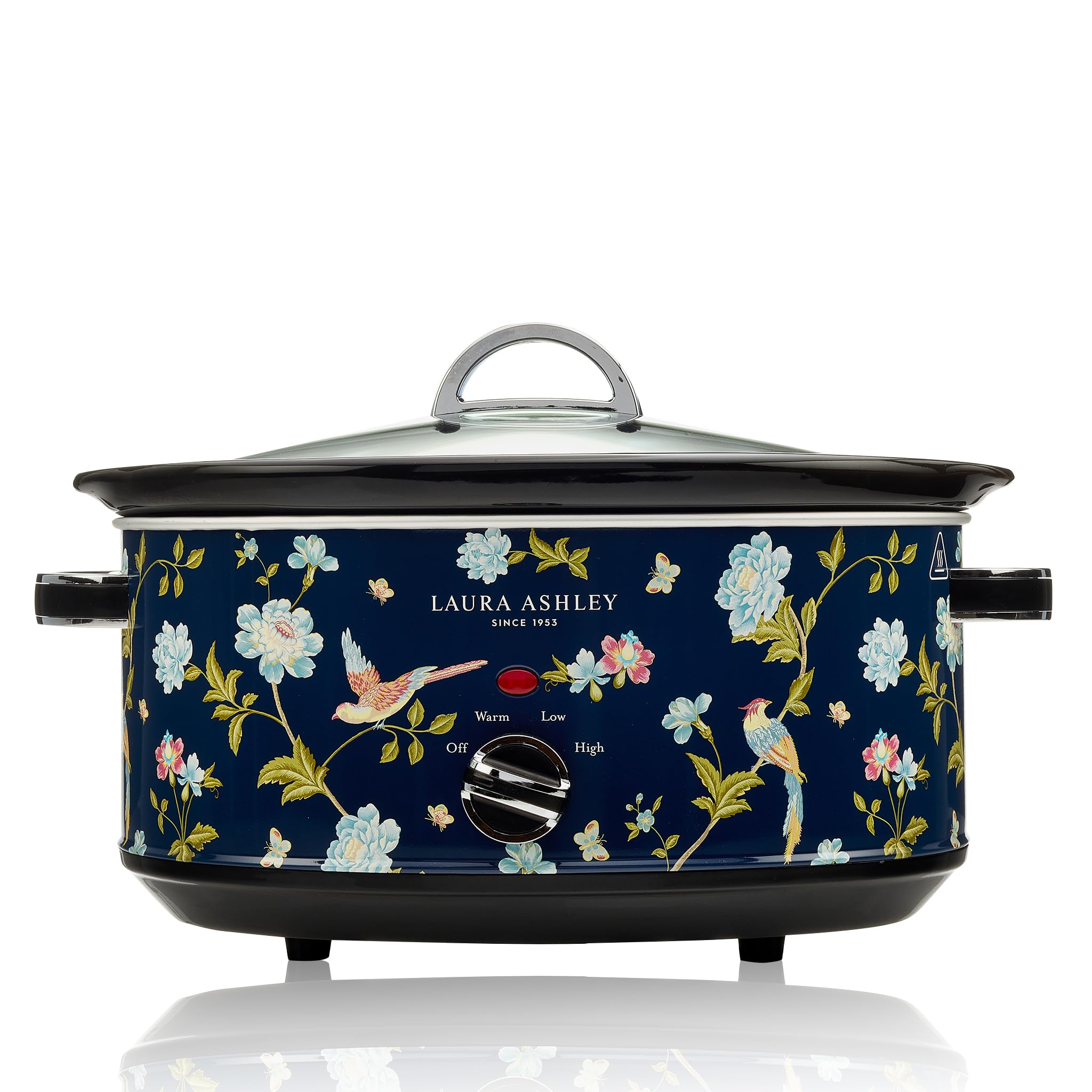 Laura Ashley Slow Cookers 6.5 Litres. Large Capacity Slow Cooker for 8 to 10 People. Energy Efficient Slow-Cooker with 3 Heat Settings. Detachable Ceramic Pot with Tempered Glass Lid - Elveden Navy