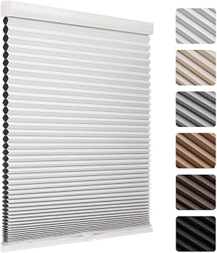 MYshade 1.5-Inch Cellular Cordless Blackout Shades,Thermal Insulating Noise Reducing Waterproof Blinds,Honeycomb Window Treatments for Indoor Light Control White-Custom