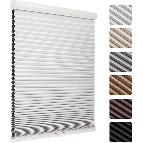 MYshade Cordless Blackout Cellular Shades, 1.5" Honeycomb Window Blinds for Bedroom & Nursery, Thermal Insulated, Noise Reducing, Privacy Shades, Inside or Outside Mount (34" W x 72" H, White)