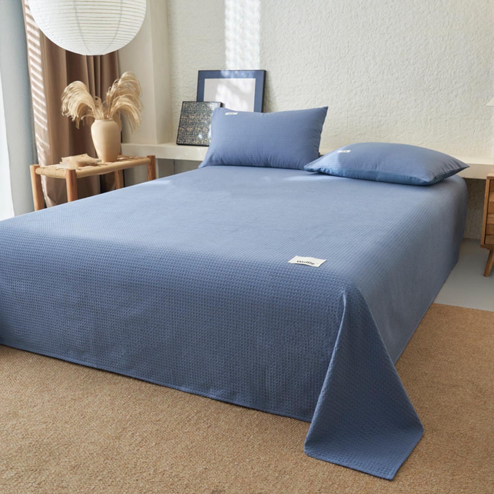 Drap de lit en coton bleu clair de qualité supérieure avec taies d'oreiller