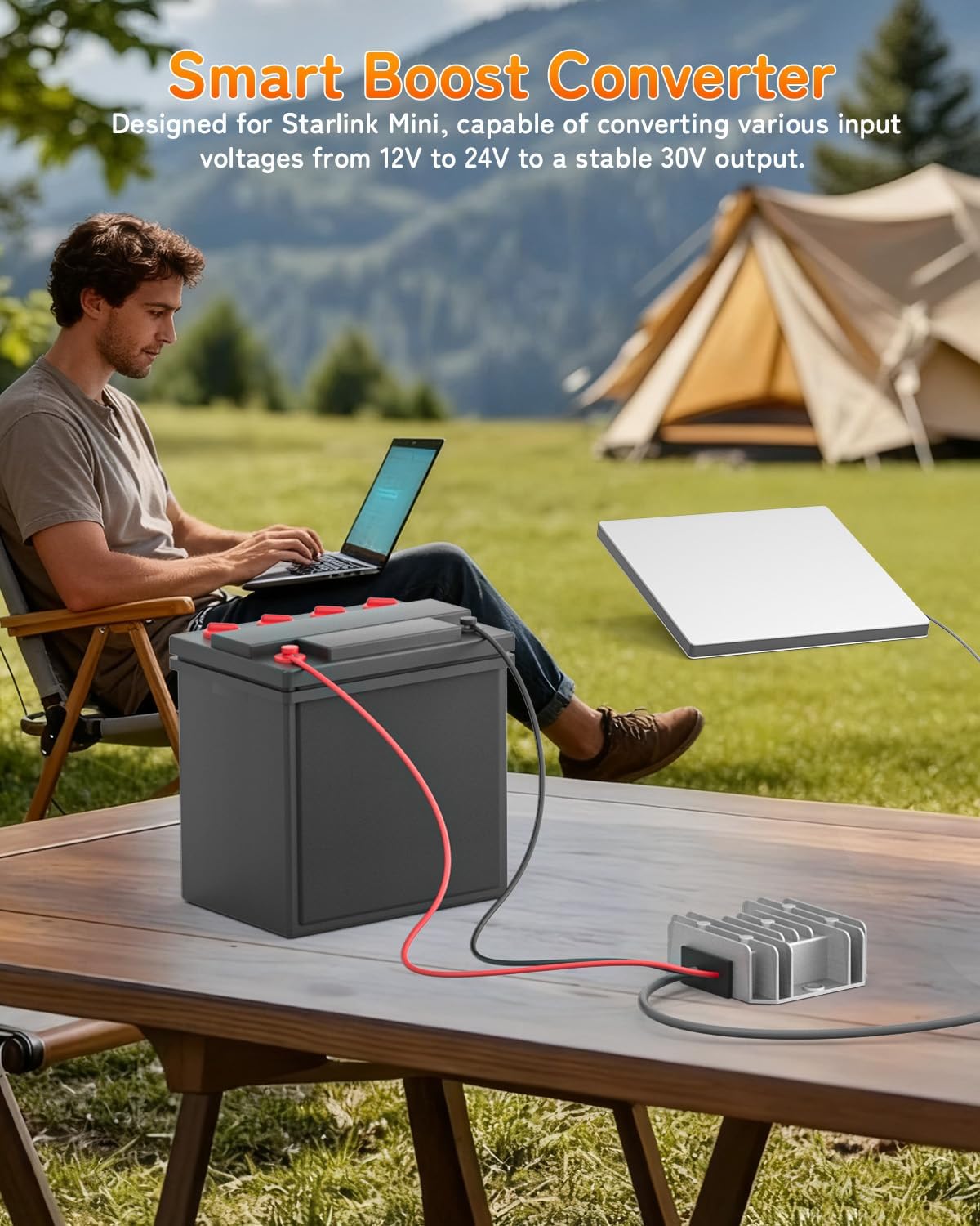 Starlink Mini 12V Adapter, Starlink Mini Power Supply 12V to 30V 3.5A DC Converter, DC Power Adapter Converter Input Conversion Kit for Truck RV Marine Waterproof Booster Cable with Multi-Protection