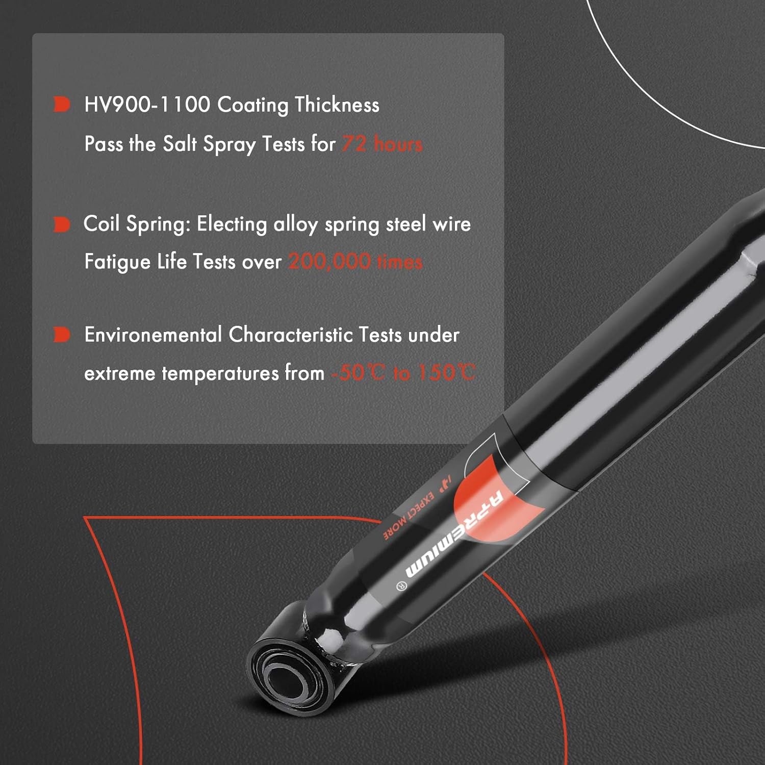 A-Premium Rear Suspension Shock Absorber Compatible with Hyundai Azera 2006-2007, Sonata 2006-2008 & Kia Amanti 2007-2009, 2-PC Set