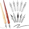 12PCS Comic Dip Pen Set,Drawing Pen Set with 2 Wooden Pen&10 Nibs,Ink Pens for Drawing,Calligraphy Dip Pens for Drawing,Sketch Pens for Artists,Beginners Calligraphy Set,Comic Inking Pens,Durable