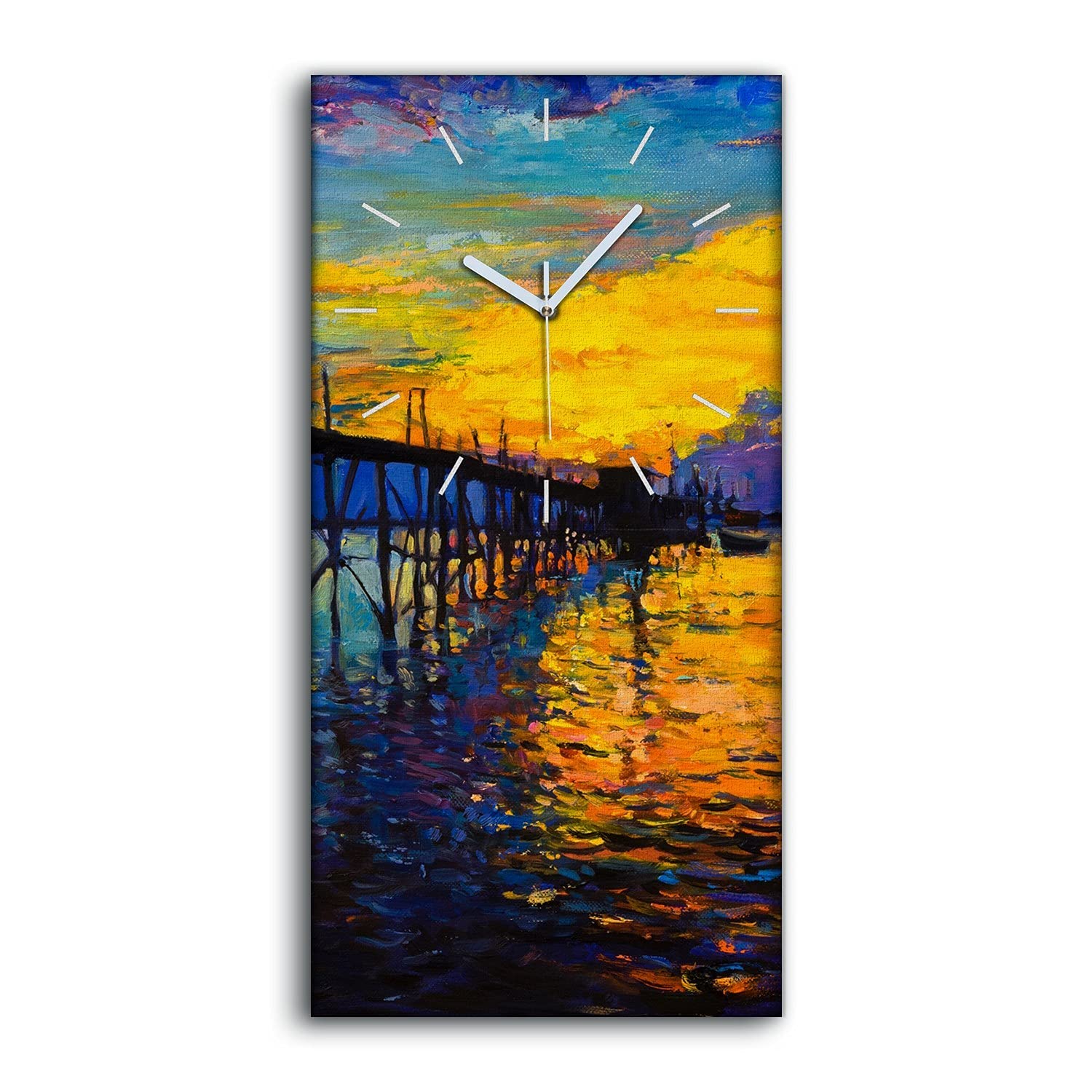 Horloge sur toile abstrait marine pour chambre et salon apaisant